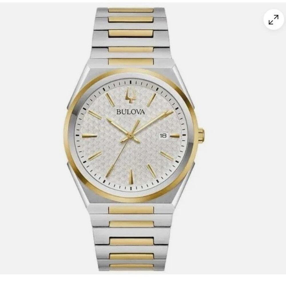 Bulova Classic Two-Tone Stainless Steel Quartz Men's Watch 98B424 w stickers